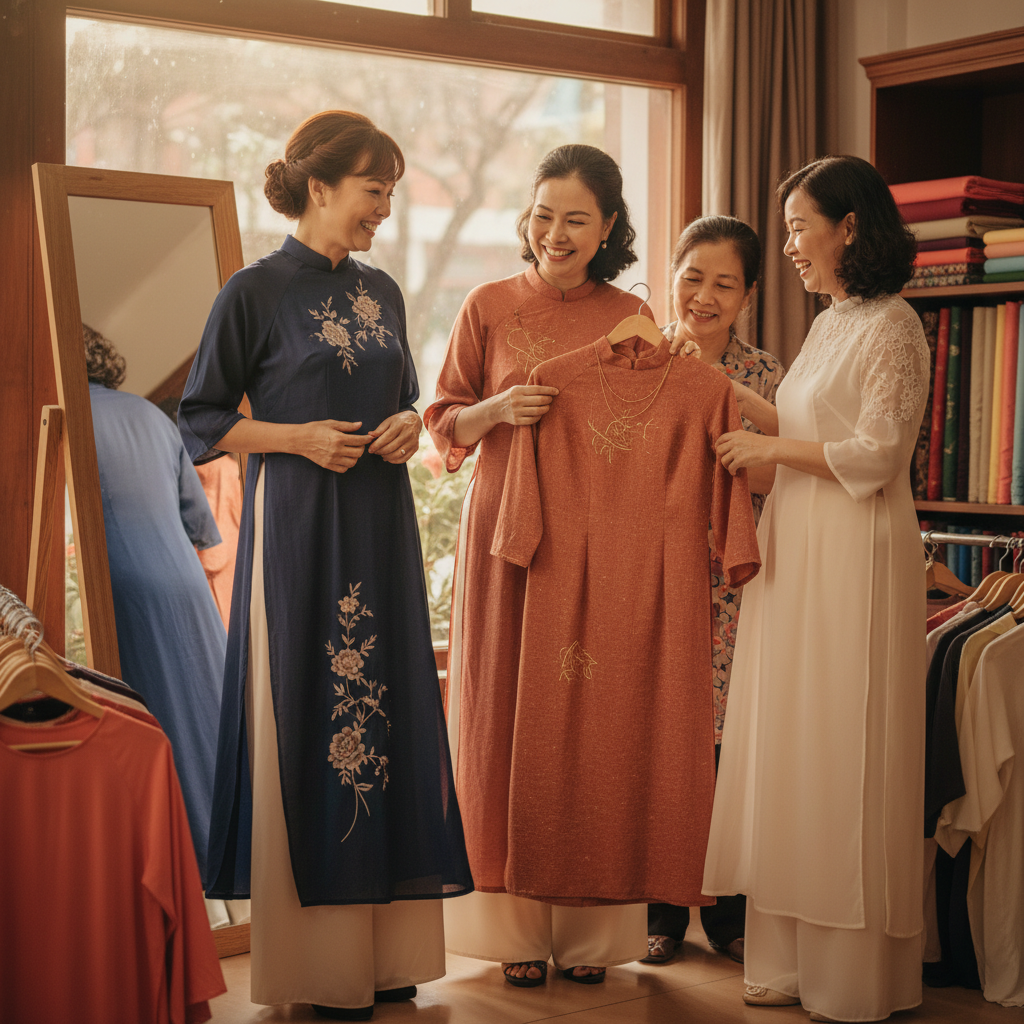Bí Quyết Chọn Áo Dài Trung Niên Tôn Dáng và Sang Trọng - áo dài trung niên